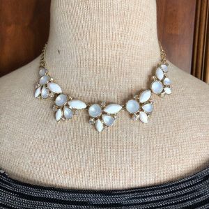 Vintage Necklace White Pearlized Stones Goldtone
